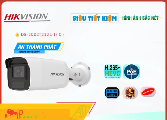 Lắp đặt camera ❂  Camera An Ninh Hikvision DS-2CD2T21G1-I(C) Giá rẻ