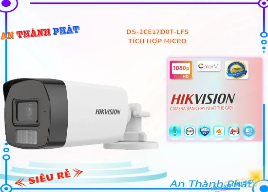 Lắp đặt camera Camera DS-2CE17D0T-LFS Hikvision Thiết kế Đẹp ❂ 