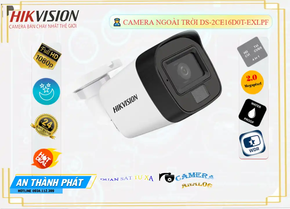 DS-2CE16D0T-EXLPF Camera An Ninh Thiết kế Đẹp,Giá Công Nghệ HD DS-2CE16D0T-EXLPF,phân phối