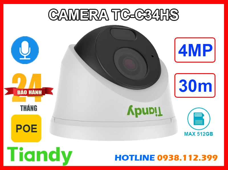 Camera Ghi Âm TIANDY TC-C34HS (4MP), camera quan sát TIANDY TC-C34HS, TIANDY TC-C34HS, TC-C34HS, camera giám sát TIANDY TC-C34HS, camera chính hãng TIANDY TC-C34HS, lắp đặt camera TIANDY TC-C34HS, lắp camera TIANDY TC-C34HS giá rẻ, camera TIANDY TC-C34HS giá rẻ,