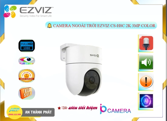Lắp đặt camera Wifi Ezviz CS-H8C 2K 3MP Color Giá tốt