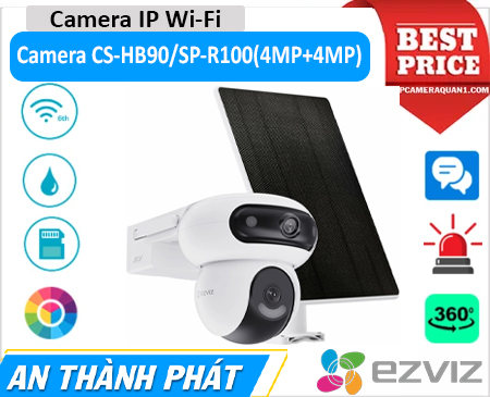  Camera Ezviz CS-HB90/SP-R100(4MP+4MP) có góc nhìn toàn cảnh 360°, khả năng phát hiện chuyển động con người và phương tiện thông minh nhờ AI. Hệ thống đàm thoại hai chiều, còi hú và đèn cảnh báo nâng cao an toàn. Chế độ ngày và đêm tự động điều chỉnh, kết hợp khả năng nhìn đêm 35m có màu ban đêm.