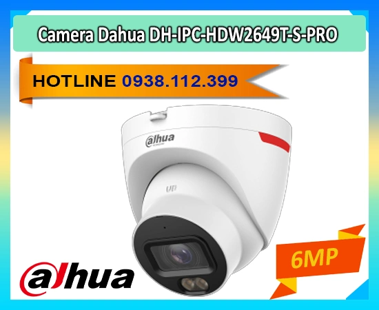 Camera Dahua DH-IPC-HDW2649T-S-PRO, Camera Dome 6MP có mic Dahua, Camera Starlight Dahua, Camera AI-ISP Dahua 6MP, Camera chống ngược sáng Dahua, Camera IP67 Dahua, Camera SMD Plus DH-IPC-HDW2649T-S-PRO