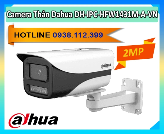  DH-IPC-HFW1431M-A-VN  Với độ phân giải 2560×1440@30fps, kết hợp hồng ngoại thông minh 80m và tích hợp mic thu âm rõ ràng. Hỗ trợ ONVIF, SmartDDNS, nguồn DC12V/PoE, thiết kế kim loại + nhựa bền bỉ, đi kèm chân đế.