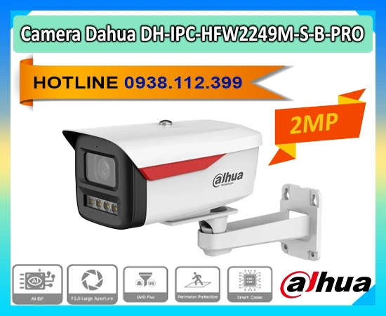 Camera Dahua DH-IPC-HFW2249M-S-B-PRO 2MP, Camera thân cố định Dahua 2MP có mic, Camera an ninh Dahua HFW2249M-S-B-PRO, Camera Dahua Starlight 2MP, Camera Dahua H265+ 2MP, Camera Dahua AI-ISP 2MP, Camera Dahua IP67 2MP