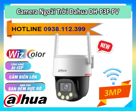 Camera Dahua DH-P3F-PV, Camera WiFi Wizcolor DH-P3F-PV, Camera ngoài trời 3MP DH-P3F-PV, Camera PTZ DH-P3F-PV, Camera an ninh DH-P3F-PV, Camera Dahua 3MP DH-P3F-PV, Camera quay quét DH-P3F-PV