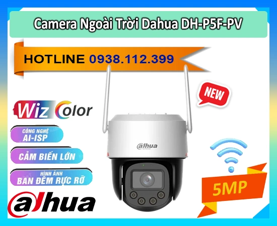 Camera Dahua DH-P5F-PV, Camera WiFi Wizcolor DH-P5F-PV, Camera ngoài trời 5MP DH-P5F-PV, Camera PTZ DH-P5F-PV, Camera an ninh DH-P5F-PV, Camera Dahua 5MP DH-P5F-PV, Camera quay quét DH-P5F-PV
