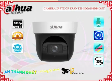  Camera Giá re  DH-SD29204DB-GNY bên trong là  hình ảnh chất lượng  2.0 MP FULL HD 1080P  Tiết kiệm chi phí  CMOS  Công Nghệ IP  Tiết kiệm 50% dung lượng H.265+/H.265/H.264+/H.264 Xem ban đêm Hồng Ngoại 50m  Công Nghệ IP  Công Nghệ AI  Hồng Ngoại Smart IR  IP  lắp camera cho công trình Ip67 360 Hồng Ngoại Smart IR thông minh Hồng Ngoại Smart IR
