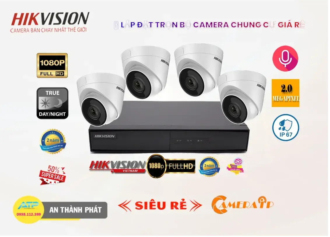 Lắp camera cửa hàng 4 kênh ip hikvision