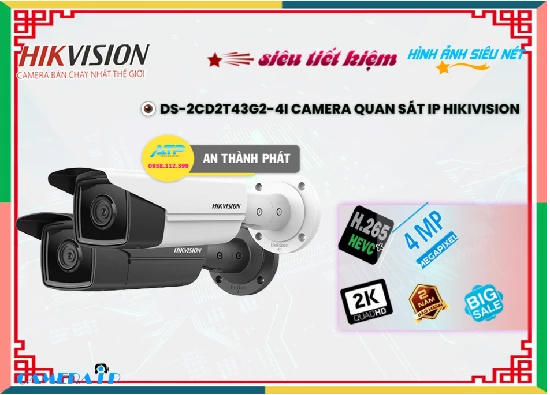 Lắp đặt camera tân phú Camera IP 4MP Hikvision DS-2CD2T43G2-4I