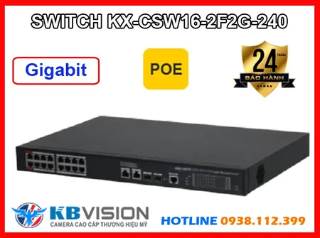 Lắp đặt camera SWITCH 20 PORT POE KX-CSW16-2F2G-240 KBVISION