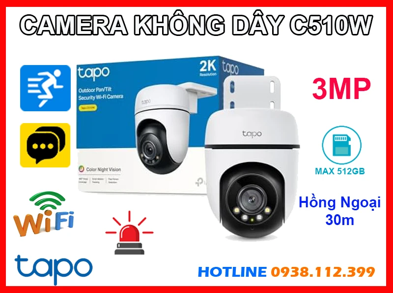Camera Tapo C510W Không Dây Ngoài Trời (3MP), camera quan sát Tapo C510W, camera Tapo C510W giá rẻ, lắp đặt camera Tapo C510W, lắp camera Tapo C510W giá rẻ, camera Tapo C510W chính hãng, Tapo C510W, C510W, camera quay xoay ngoài trời C510W, camera ngoài trời Tapo C510W,