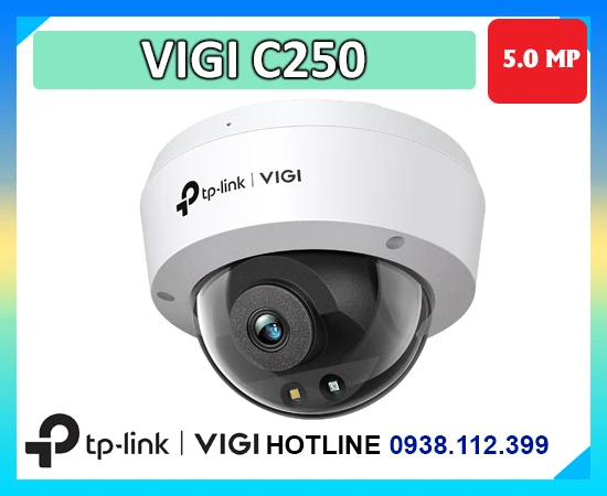Camera VIGI C250 5MP có màu, Camera chống phá IK10 VIGI C250, VIGI C250 tích hợp mic, Camera AI nhận diện người VIGI C250, VIGI C250 IP67 lắp ngoài trời, VIGI C250 hình ảnh có màu ban đêm, VIGI C250 lưu trữ thẻ nhớ