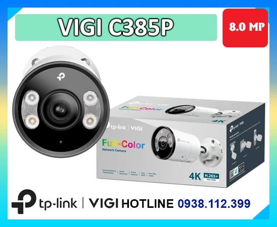 camera VIGI C385P 8MP, camera 4K VIGI C385P, camera ip VIGI C385P ghi màu 24h, camera AI VIGI C385P, camera ngoài trời VIGI C385P, camera VIGI C385P đàm thoại hai chiều, camera VIGI C385P chống nước