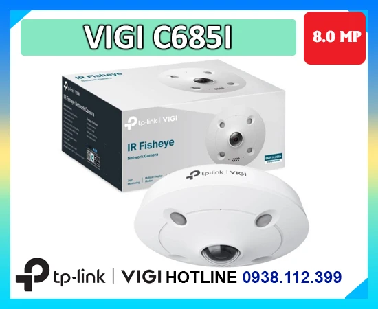 Camera VIGI C685I 4K góc rộng, Camera toàn cảnh VIGI C685I, VIGI C685I có mic ghi âm, Camera VIGI C685I nhận diện AI, Camera 360 độ VIGI C685I, Camera VIGI C685I PoE, Camera VIGI C685I hồng ngoại đêm