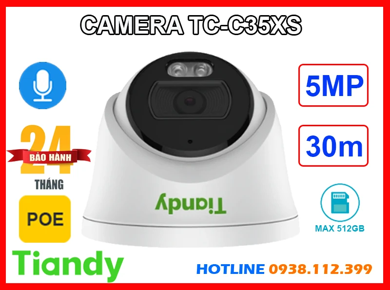 Camera TIANDY TC-C35XS (5MP), camera quan sát TIANDY TC-C35XS, lắp đặt camera TIANDY TC-C35XS, lắp camera TIANDY TC-C35XS giá rẻ, camera TIANDY TC-C35XS giá rẻ, camera chính hãng TIANDY TC-C35XS, camera ghi âm TIANDY TC-C35XS,