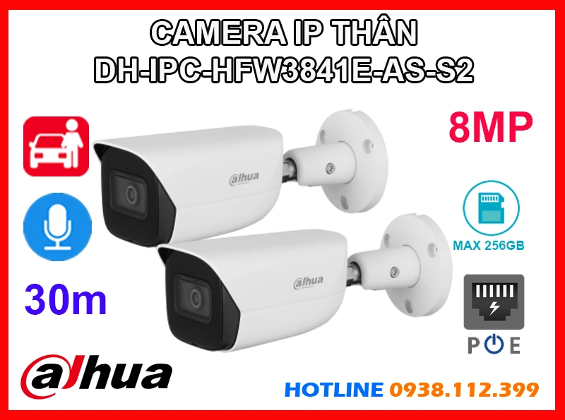 Lắp đặt camera DH-IPC-HFW3841E-AS-S2 Camera Dahua (8MP)