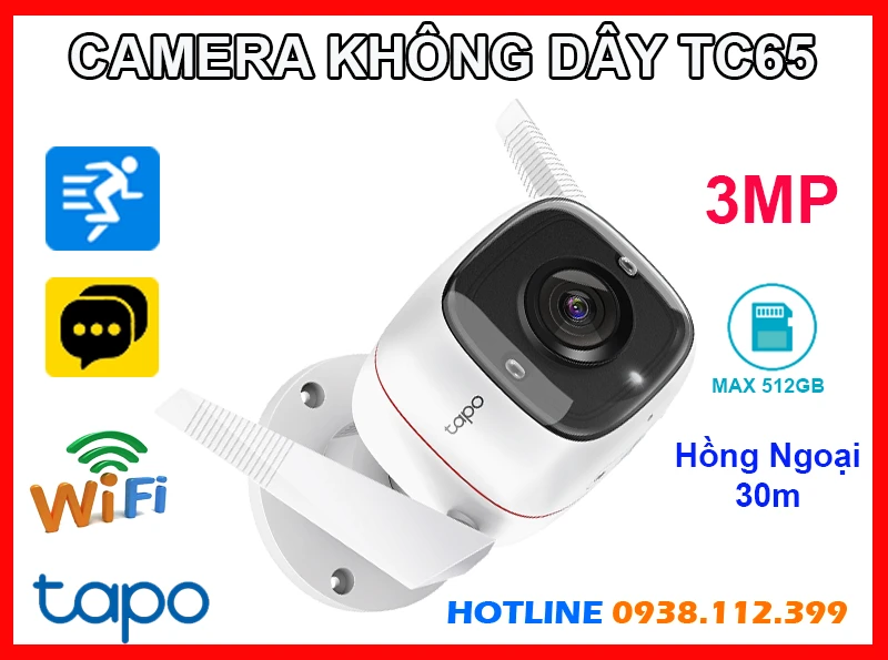 Camera Wifi Không Dây Tapo TC65 Ngoài Trời (3MP), camera không dây Tapo TC65, camera ngoài trời Tapo TC65, Tapo TC65, lắp đặt camera Tapo TC65, lắp camera Tapo TC65 giá rẻ, camera Tapo TC65 chính hãng, camera ip thân cố định Tapo TC65, camera Tapo TC65, TC65,