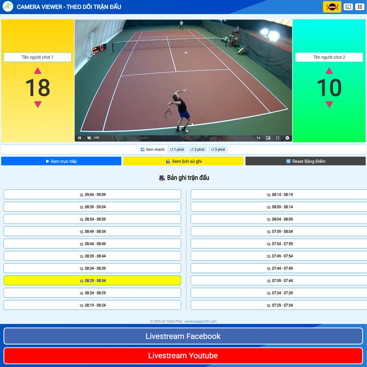 Bảng Điểm Camera Check Var Tennis