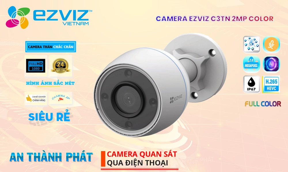 Camera An Ninh Wifi Ezviz C3TN 2MP Color Công Nghệ Mới