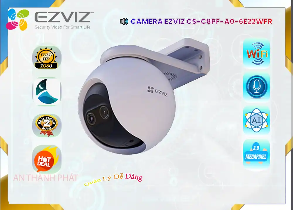 Camera An Ninh Wifi Ezviz CS-C8PF-A0-6E22WFR Giá rẻ 🌟👌