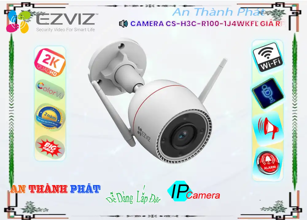 Camera Wifi Ezviz CS-H3c-R100-1J4WKFL Mẫu Đẹp