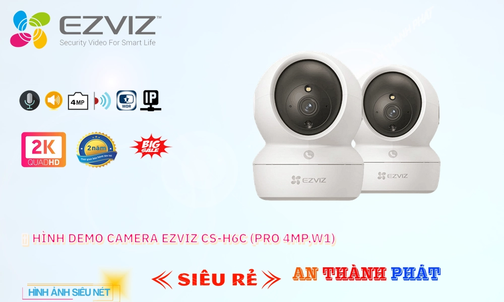 Camera An Ninh Wifi Ezviz CS-H6c (Pro 4MP,W1) Chức Năng Cao Cấp ✨