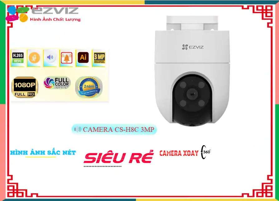 Camera Wifi Ezviz Thiết kế Đẹp CS-H8C 2K 3MP