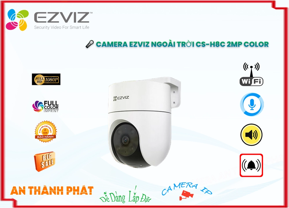 Camera An Ninh Wifi Ezviz CS-H8C 2MP Color Công Nghệ Mới