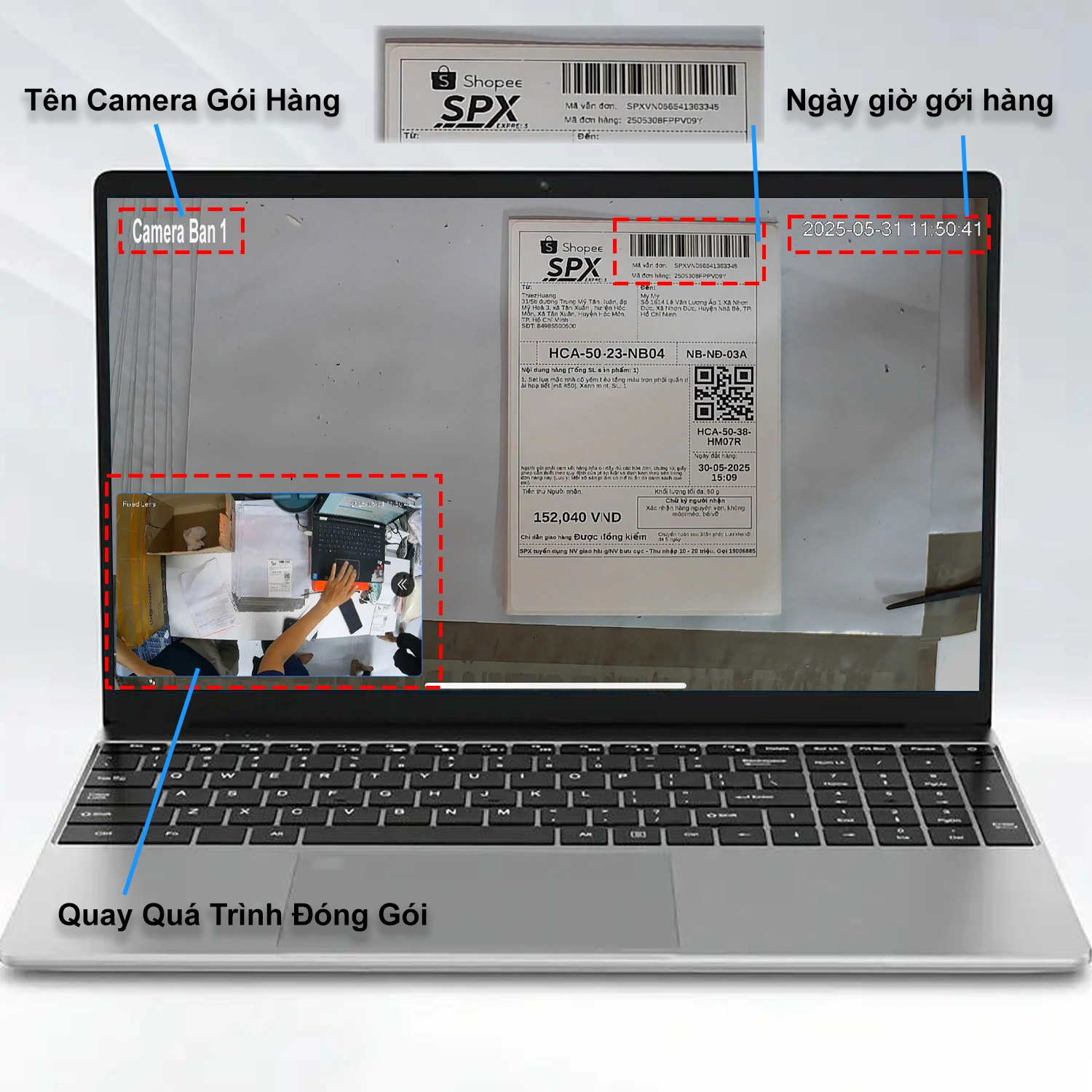 Camera quay đóng hàng cận cảnh 