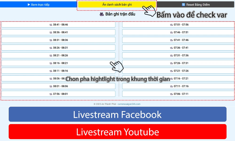 Camera Livestream Bida Check Var HightLight