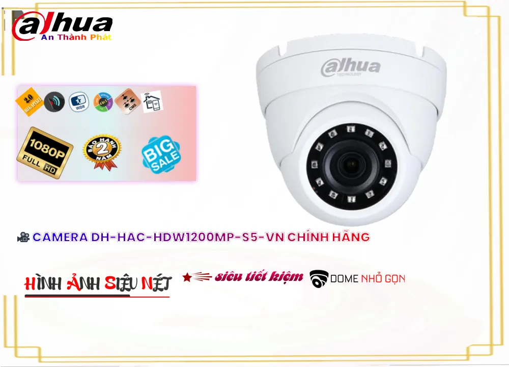 Camera Dahua DH-HAC-HDW1200MP-S5-VN,DH-HAC-HDW1200MP-S5-VN Giá Khuyến Mãi, HD Anlog DH-HAC-HDW1200MP-S5-VN Giá