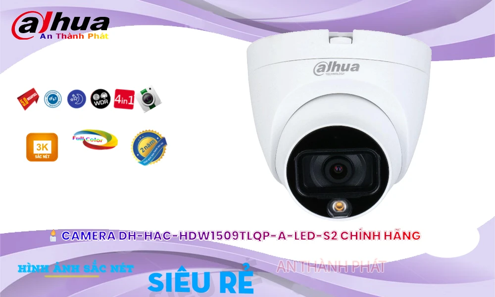 Camera DH-HAC-HDW1509TLQP-LED-S2 Dahua ❂