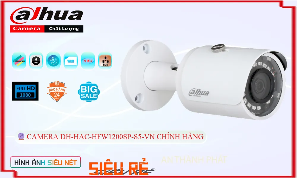 Camera DH-HAC-HFW1200SP-S5-VN Dahua Thiết kế Đẹp