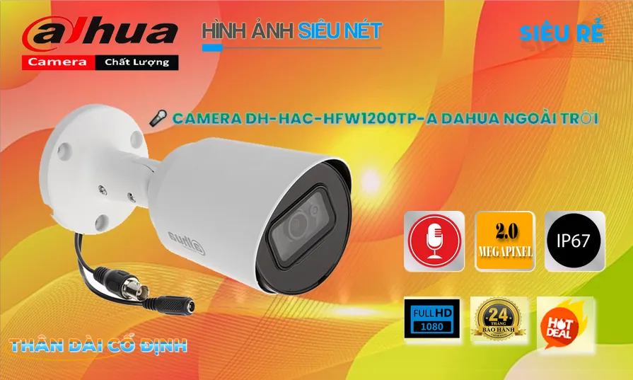 Camera Dahua HD kết hợp khả năng cảm biến hình ảnh kích thước 1/2.7DH-HAC-HFW1200TP-A ✲