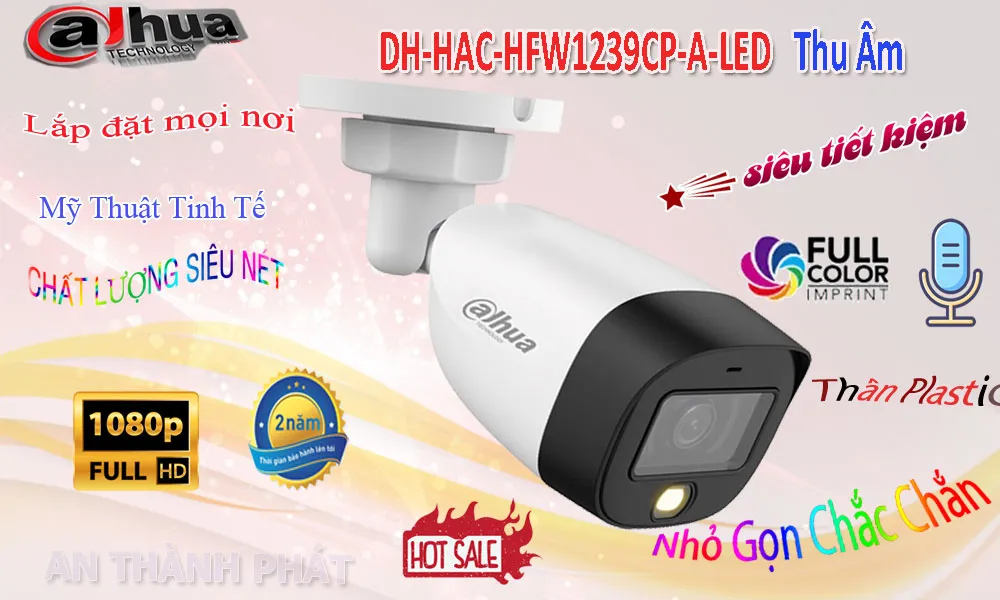DH-HAC-HFW1239CP-A-LED camera có màu ban đêm tích hợp thu âm to rõ
