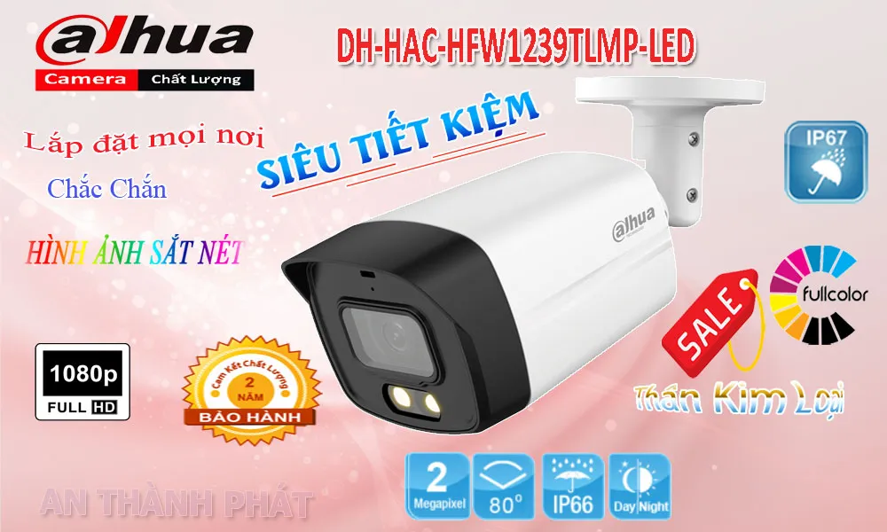 DH-HAC-HFW1239TLMP-LED camera dahua có màu ban đêm sắt nét