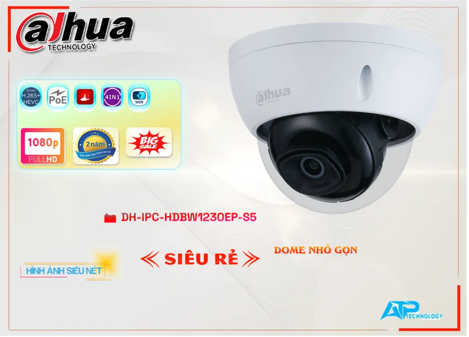 Camera An Ninh Dahua DH-IPC-HDBW1230EP-S5 Thiết kế Đẹp,thông số DH-IPC-HDBW1230EP-S5,DH IPC HDBW1230EP S5,Chất Lượng