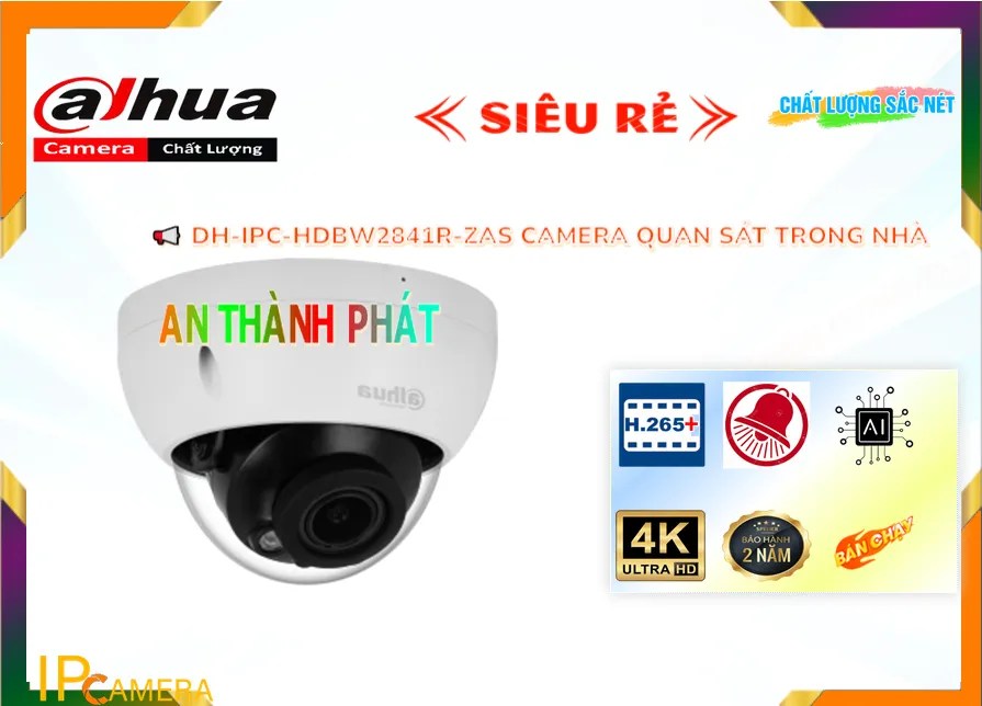 DH-IPC-HDBW2841R-ZAS IP POE kết hợp khả năng chống cảnh báo chuyển động giả Motion detection bằng cách nhận dạng người Camera Giá Rẻ Dahua