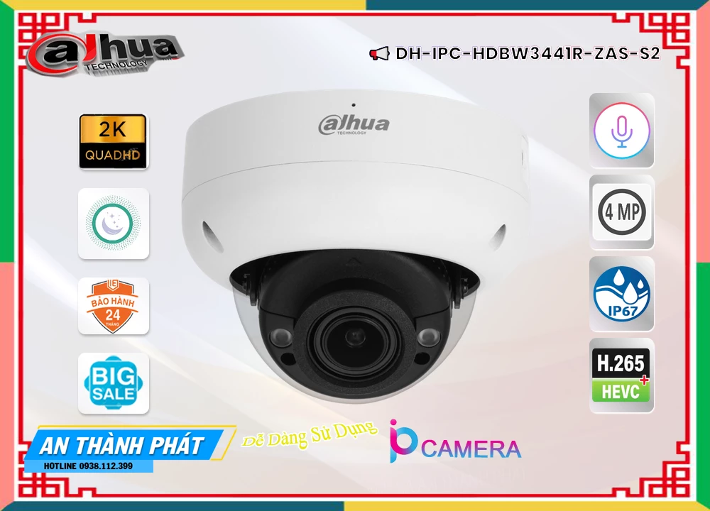 Camera DH-IPC-HDBW3441R-ZAS-S2 Dahua