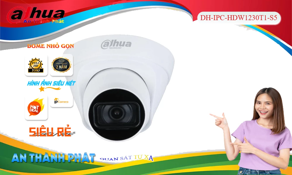 Camera DH-IPC-HDW1230T1-S5 Dahua Thiết kế Đẹp