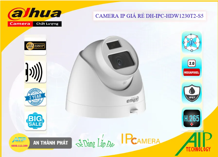 Camera An Ninh Dahua DH-IPC-HDW1230T2-S5 Chức Năng Cao Cấp