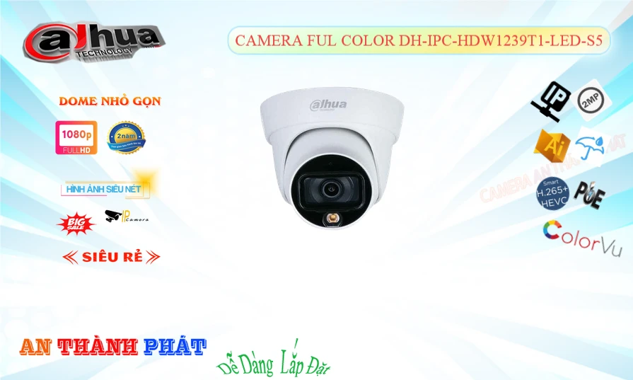 Camera DH-IPC-HDW1239T1-LED-S5 Dahua ✅