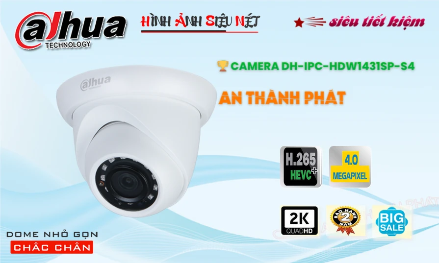 Camera Dahua IP Dome DH-IPC-HDW1431SP-S4 chuẩn 4.0MP