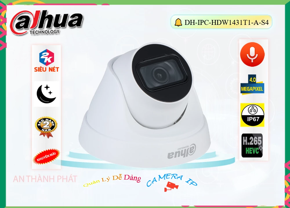 Camera Dahua DH-IPC-HDW1431T1-A-S4,thông số DH-IPC-HDW1431T1-A-S4,DH IPC HDW1431T1 A S4,Chất Lượng