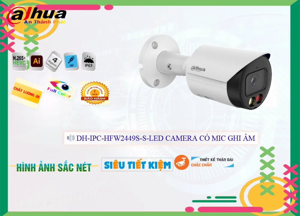 Camera Dahua DH-IPC-HDW2449T-S-LED,Giá Công Nghệ POE DH-IPC-HDW2449T-S-LED,phân phối