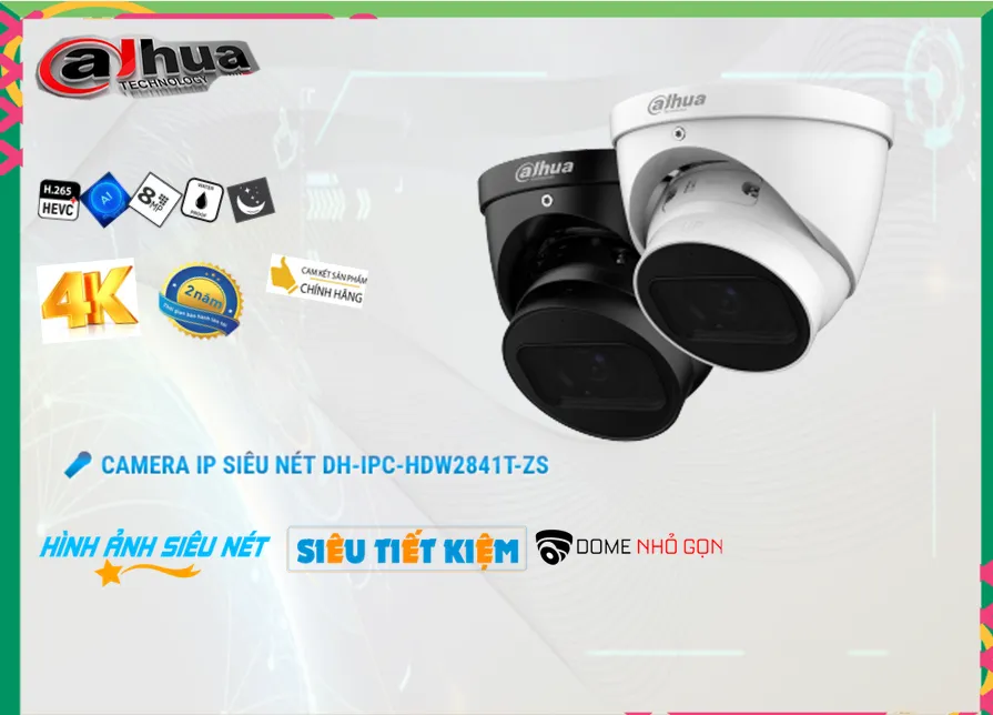 DH-IPC-HDW2841T-ZS Camera Công Nghệ POE Thiết kế Đẹp Dahua