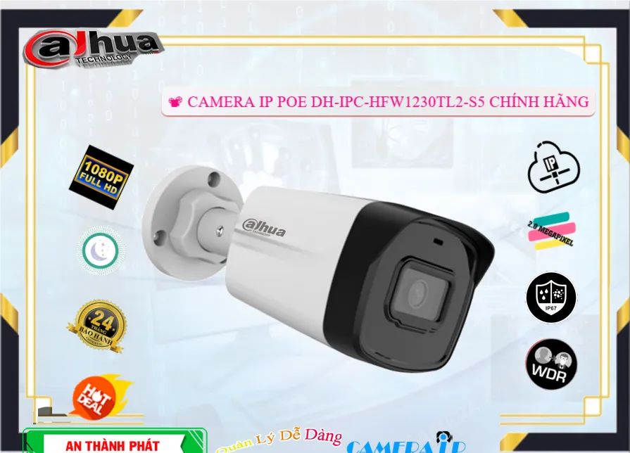 Camera Dahua DH-IPC-HFW1230TL2-S5 Mẫu Đẹp