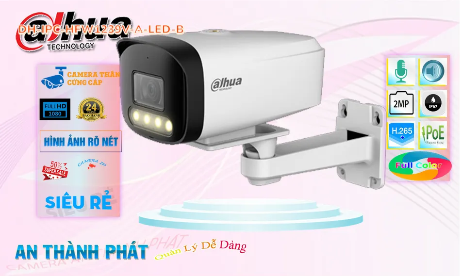 Camera Dahua DH-IPC-HFW1239V-A-LED-B