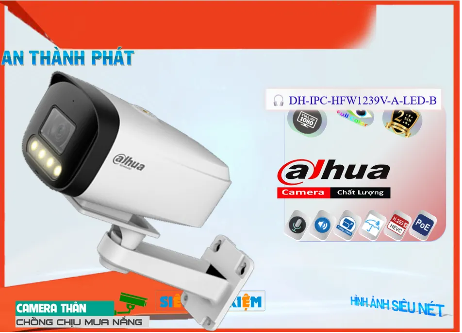 DH-IPC-HFW1239V-A-LED-B sắc nét Dahua